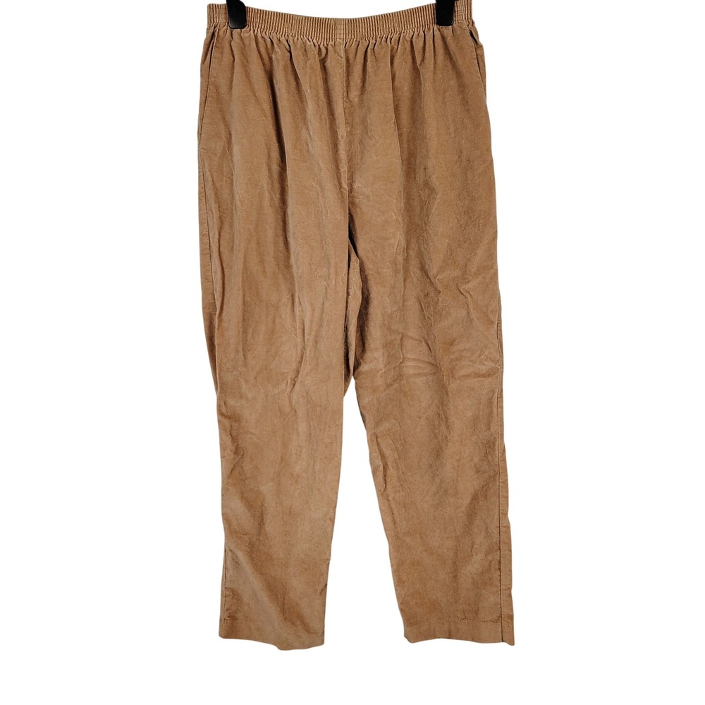 Alfred Dunner Womens SZ 16 Corduroy Elastic Waist Pants Tan Cotton Blend Classic